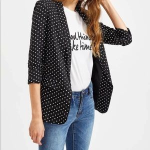 Zara Polka Dot Blazer with Rouched  Sleeve Detail.